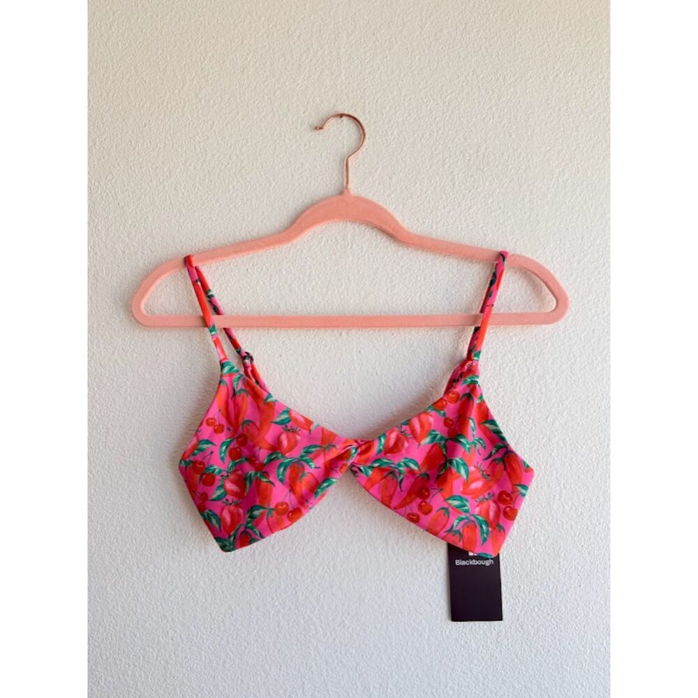 Blackbough Spicy Peppers Tona Twist Bikini Top Cherry Strawberry Pink size L NWT